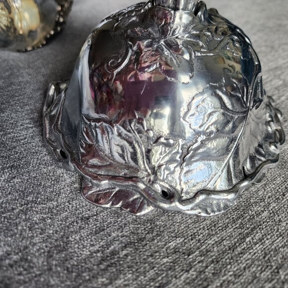 Set of Arthur Court Vineyard Grapes Silver Metal Footed Dish and Vase Wine Gift - Picture 12 of 14
